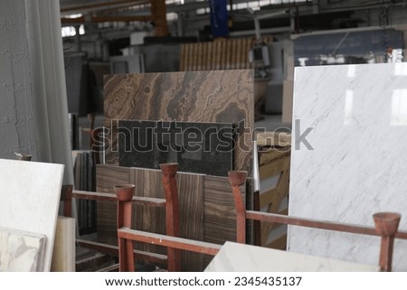 Luxury marble slabs in warehouse.
Slabs arranged mirror-like.  ストックフォト © 