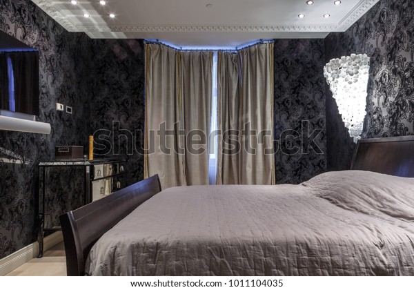 Luxury Master Bedroom Dark Colours Black Stock Photo Edit