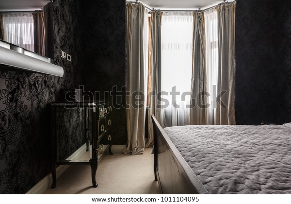 Luxury Master Bedroom Dark Colours Black Stock Photo Edit