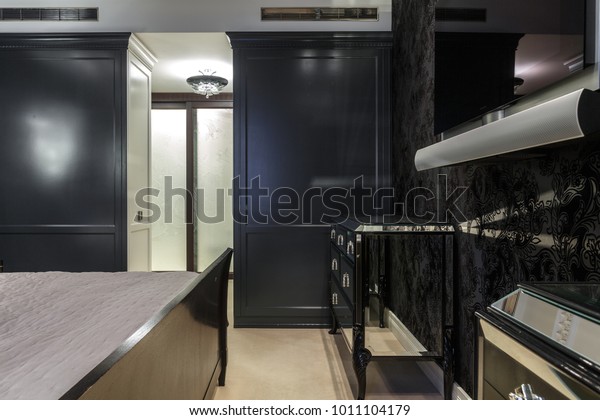 Luxury Master Bedroom Dark Colours Black Stock Photo Edit