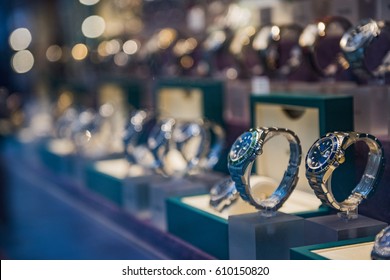 Luxury Men Watches In A Store In London.