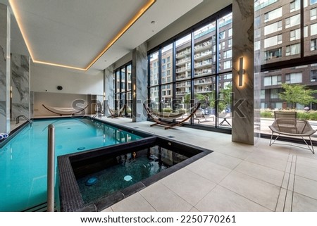 Luxury modern  apartment in Montreal very well staged and furnished with amenities and common areas ストックフォト © 