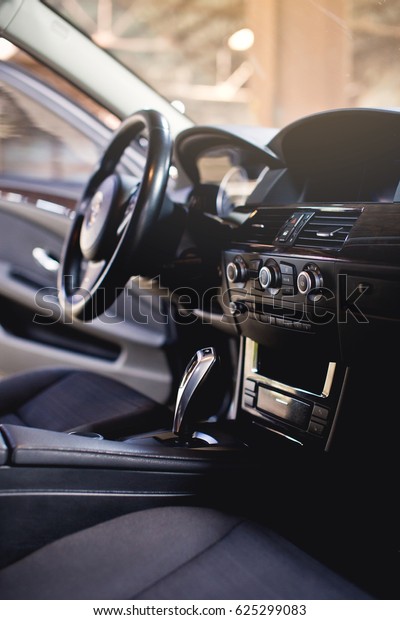 Luxury modern car interior. Multimedia system\
in the automobile.