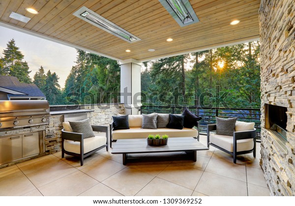 Luxury Modern House Exterior Covered Patio Stock Photo Edit Now