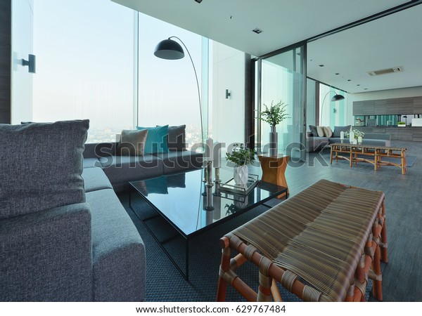 Luxury Modern Living Room Interior Decoration Stockfoto