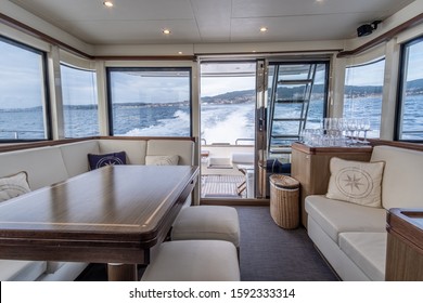 Luxury modern motor Yacht interior