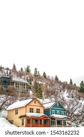 Luxury Mountain Homes On Snowy Mountain In Park City Utah During Winter Season