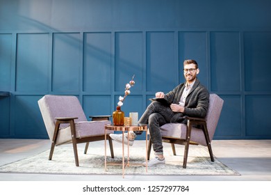 Luxury Office Interior Elegant Man Sitting Stock Photo 1257297784 ...