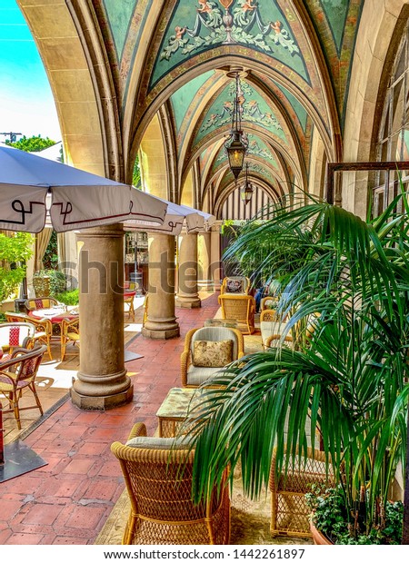 Luxury Outdoor Dining On Arched Patio Stock Photo Edit Now