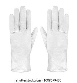 Luxury Pair Of White Leather Gloves Isolated