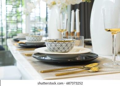 luxury plate setting on table