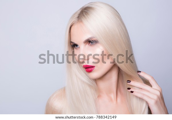 Luxury Platinum Blonde Hair Color Red Stock Photo Edit Now 788342149