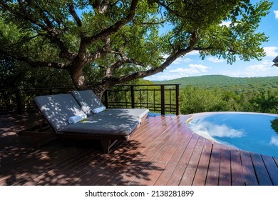 luxury pool, South Africa Kwazulu natal, luxury safari lodge in the bush of a Game reserve - Shutterstock ID 2138281899