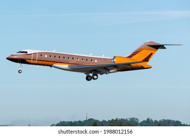 Luxury Private Jet Arriving At Zurich Airport. This Is The Way To Travel For Super Rich People. Flying To A Business Meeting Or Vacations.