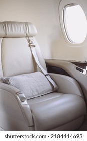 Luxury Private Jet Seat In Clean Cabin Interior 