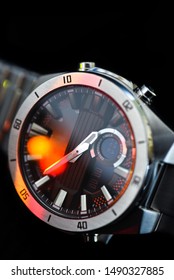 Luxury Quartz Watch With Analog Hands And A Digital Display And A Solar Battery, Tachometer.