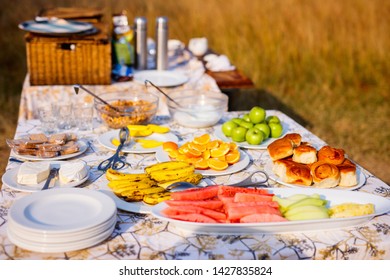 Luxury Safari Picnic Bush Breakfast With Fruits And Pastry