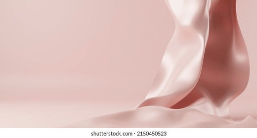 
					Luxury silk background stage studio scene for beauty and fashion premium product. Satin drapery in empty room display mockup showcase. 