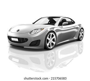 Luxury Silver 3D Sports Car