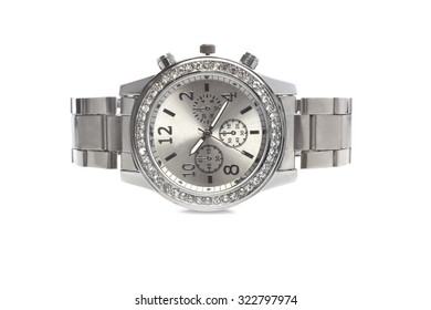 Luxury Silver Watch On White Background Stock Photo 322797974