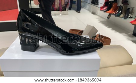 Luxury spring sommer women's shoes. Female stylish shoes in the store 