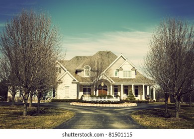 Luxury Suburban House Seen Spring Time