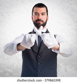 Luxury Waiter Doing NO Gesture