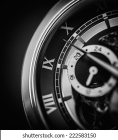 A Luxury Watch Up Close In Black And White