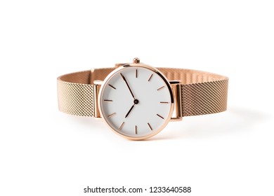 Luxury watch isolated on white background. With clipping path. Gold watch. Women watch. Female watch. - Shutterstock ID 1233640588