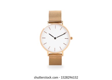 Luxury watch isolated on white background. With clipping path. Gold watch. Women watch. Female watch. - Shutterstock ID 1528296152