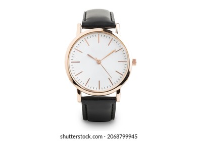 Luxury watch isolated on white background. With clipping path. Gold and black watch. - Shutterstock ID 2068799945