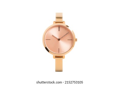 Luxury watch isolated on white background. With clipping path. Gold watch. Women watch. Female watch. - Shutterstock ID 2152753105