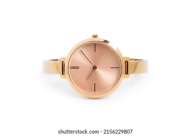 Luxury watch isolated on white background. With clipping path. Gold watch. Women watch. Female watch. - Shutterstock ID 2156229807
