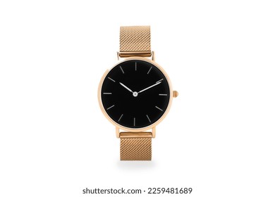Luxury watch isolated on white background. With clipping path. Gold And Black watch. Women watch. Female watch. - Shutterstock ID 2259481689