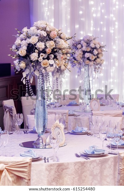 Luxury Wedding Decor Flowers Glass Vases Stock Photo Edit Now