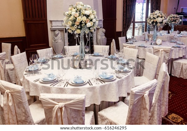 Luxury Wedding Decor Flowers Glass Vases Stock Photo Edit Now