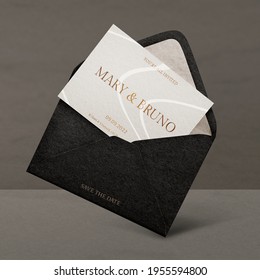 Luxury wedding invitation card in black envelope - Shutterstock ID 1955594800