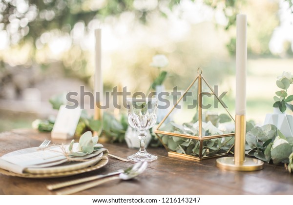 Luxury Wedding Reception Dinning Table Setup Stock Photo Edit Now