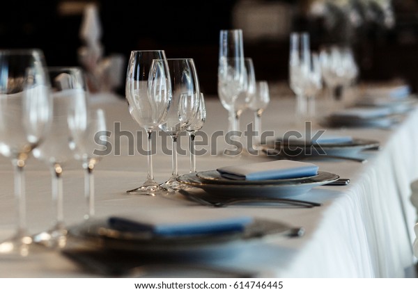 Luxury Wedding Reception Stylish Glasses Plates Stock Photo Edit