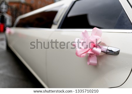 Luxury wedding white car prepared for bride