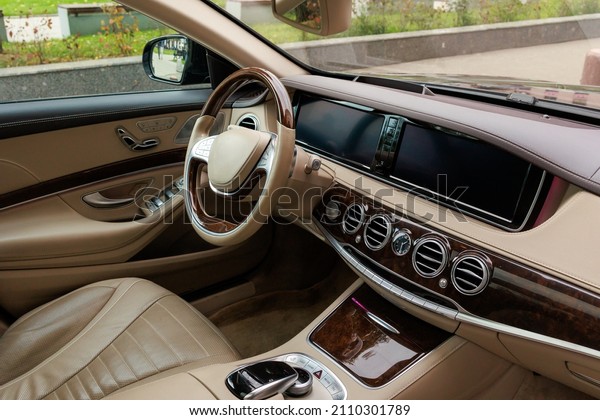 luxury white interior of\
a premium car