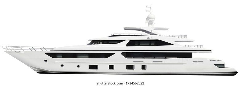 luxury white long yacht isolated on white