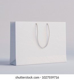 Luxury White Paper Bag On A White Background.