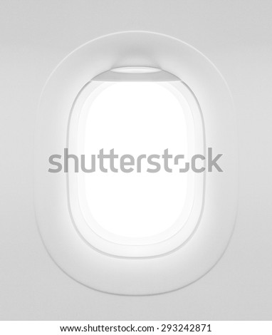 Luxury window plane, blank white window airplane, soft bright window aircraft template