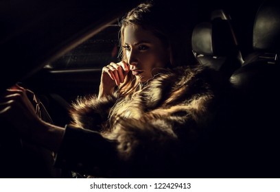 Luxury Woman In A Car.