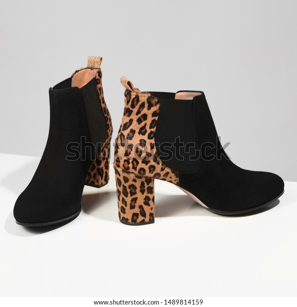 leopard thick heels