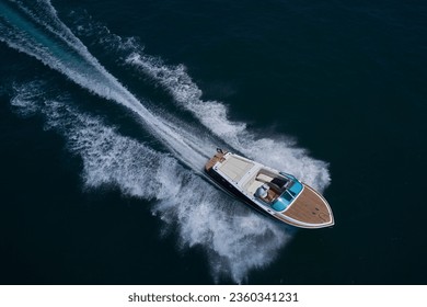 Speedboat on water. Illustration of a fast speedboat on the water