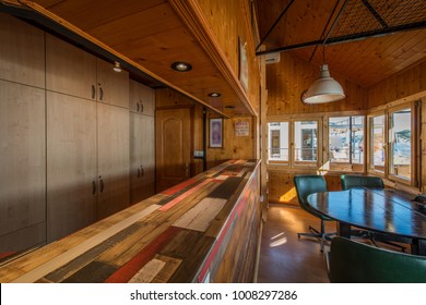 Luxury Wooden Kitchen In New Log Cabin Interior