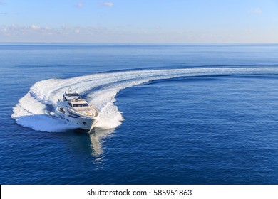 luxury yacht, aerial view italian shipyard   - Shutterstock ID 585951863