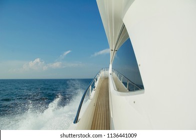 Luxury Yacht Cruising On The Ocean In Newport, Rhode Island.